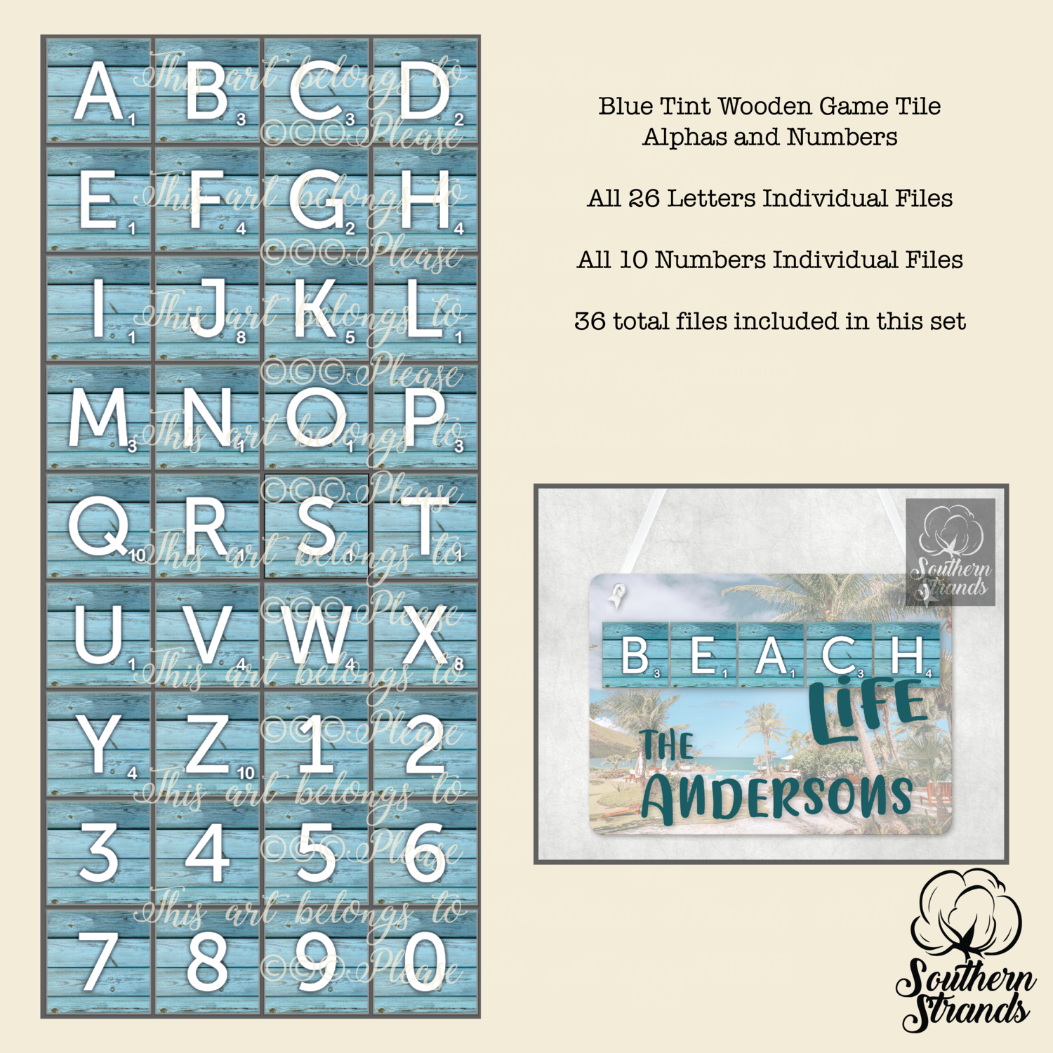 Aqua Tint Game Pieces Alphas and Numbers