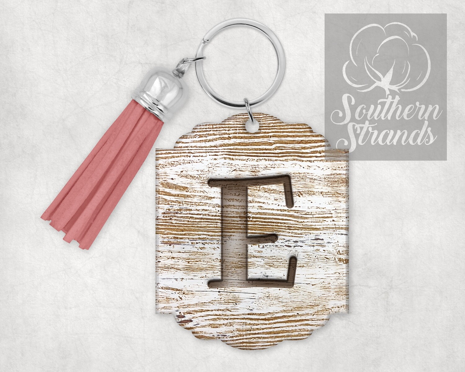 Whitewashed Initials KEYCHAIN / PENDANT ONLY - ALL 26 LETTERS