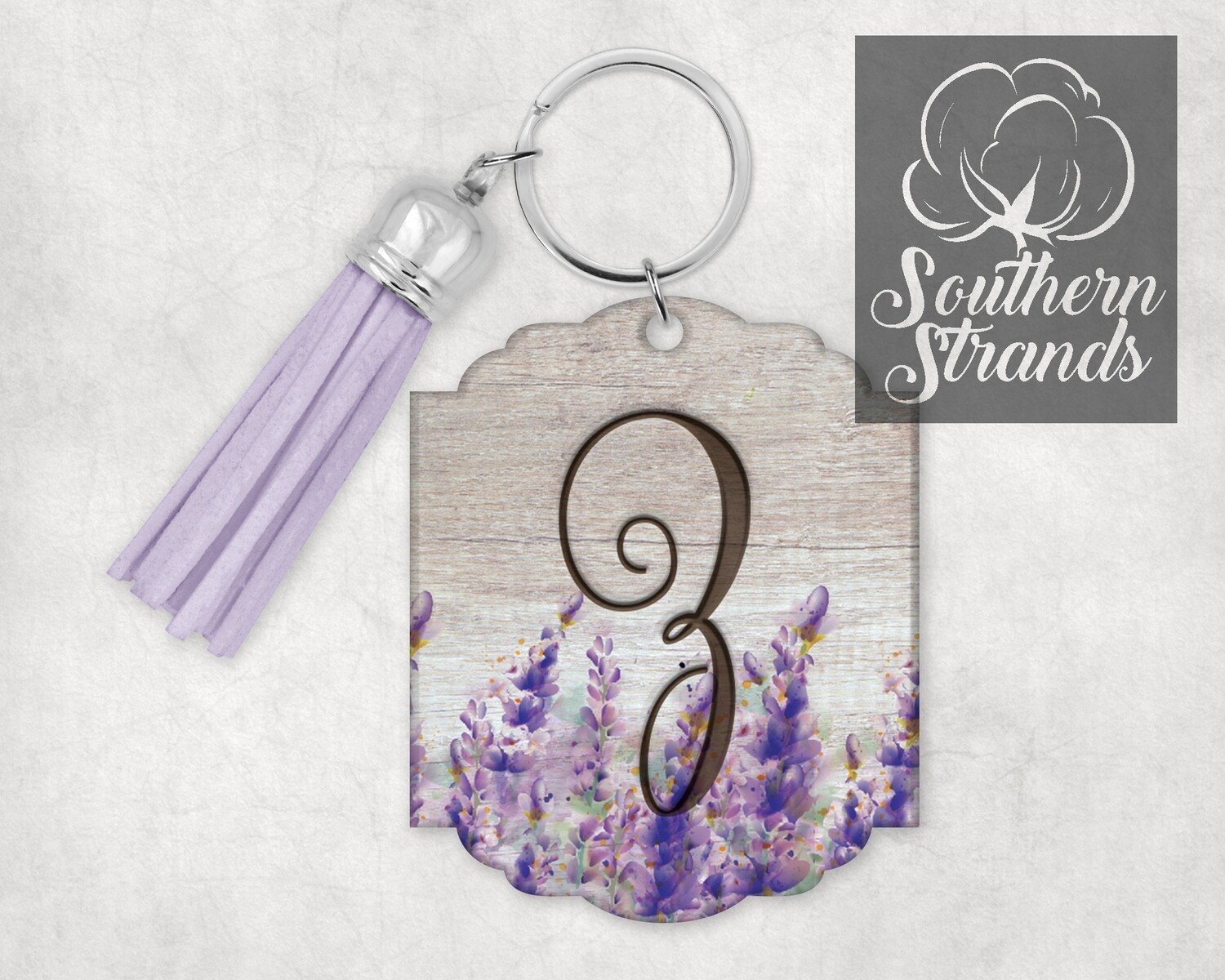 Watercolored Flower Initial Keychain - Lavender - ALL 26 LETTERS