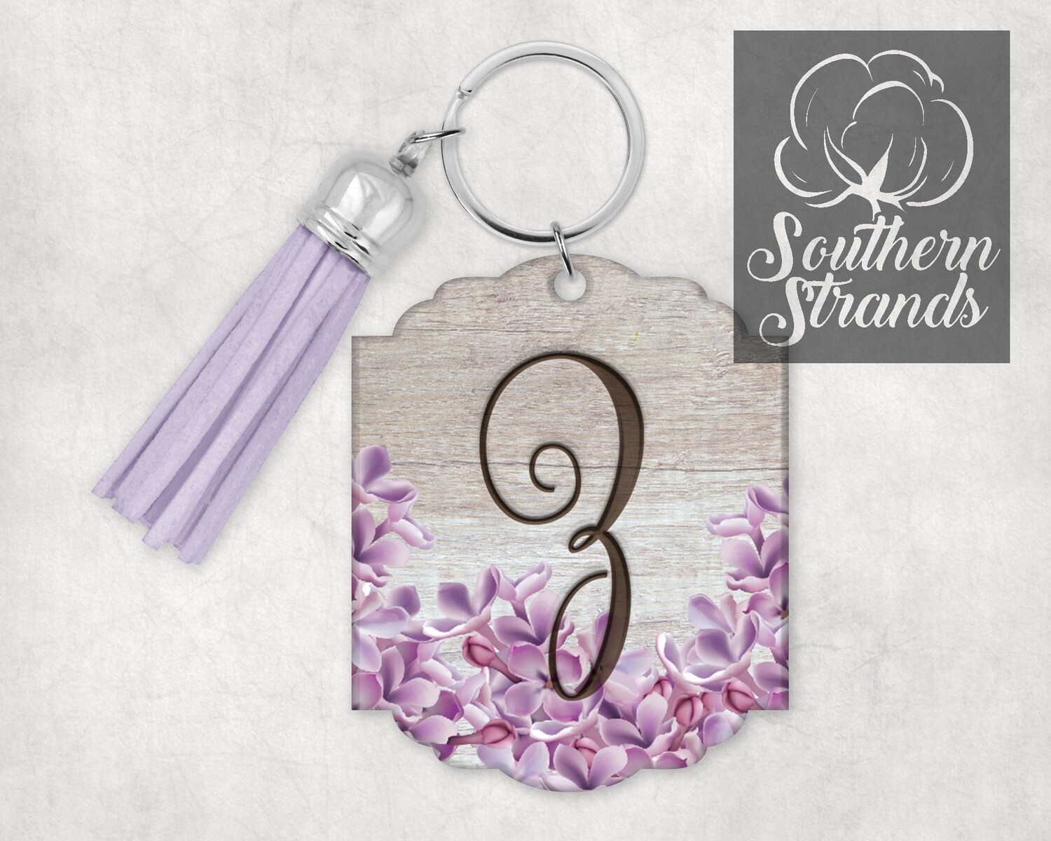 Watercolored Flower Initial Keychain - Lilacs - ALL 26 LETTERS