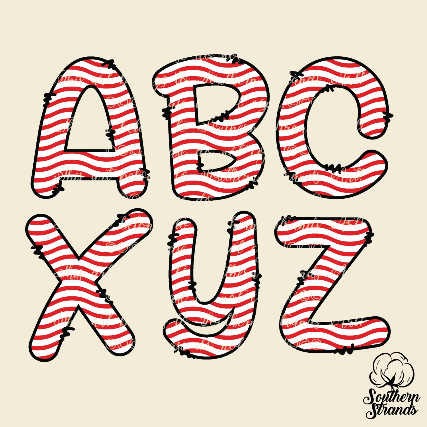 Americana Stripes Doodle Alpha