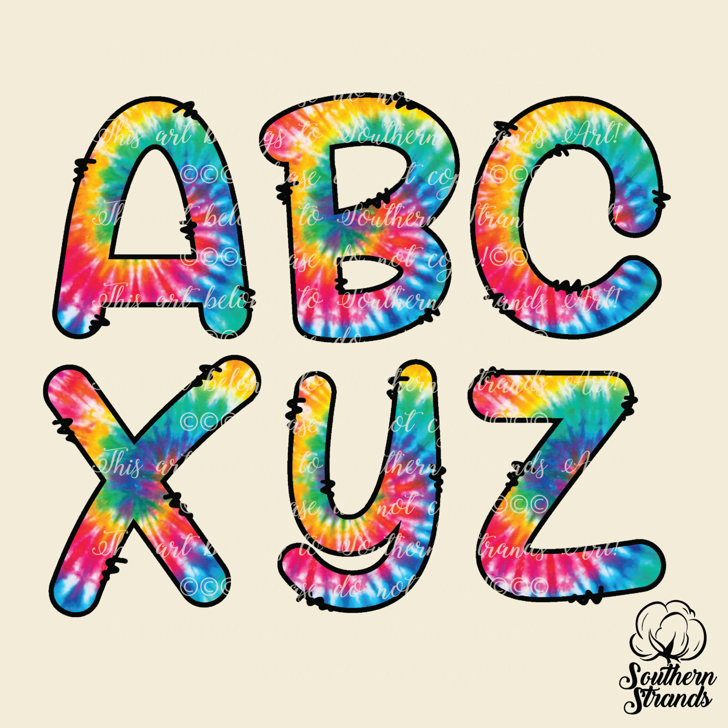 Tie Dye Doodle Alpha