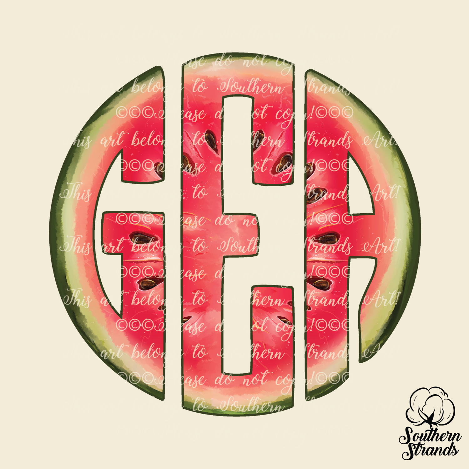 Watercolor Watermelon Circle Alpha