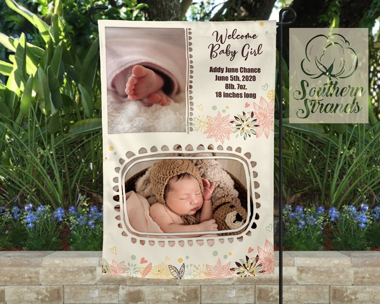 Welcome Baby Girl Garden Flag - 12x18