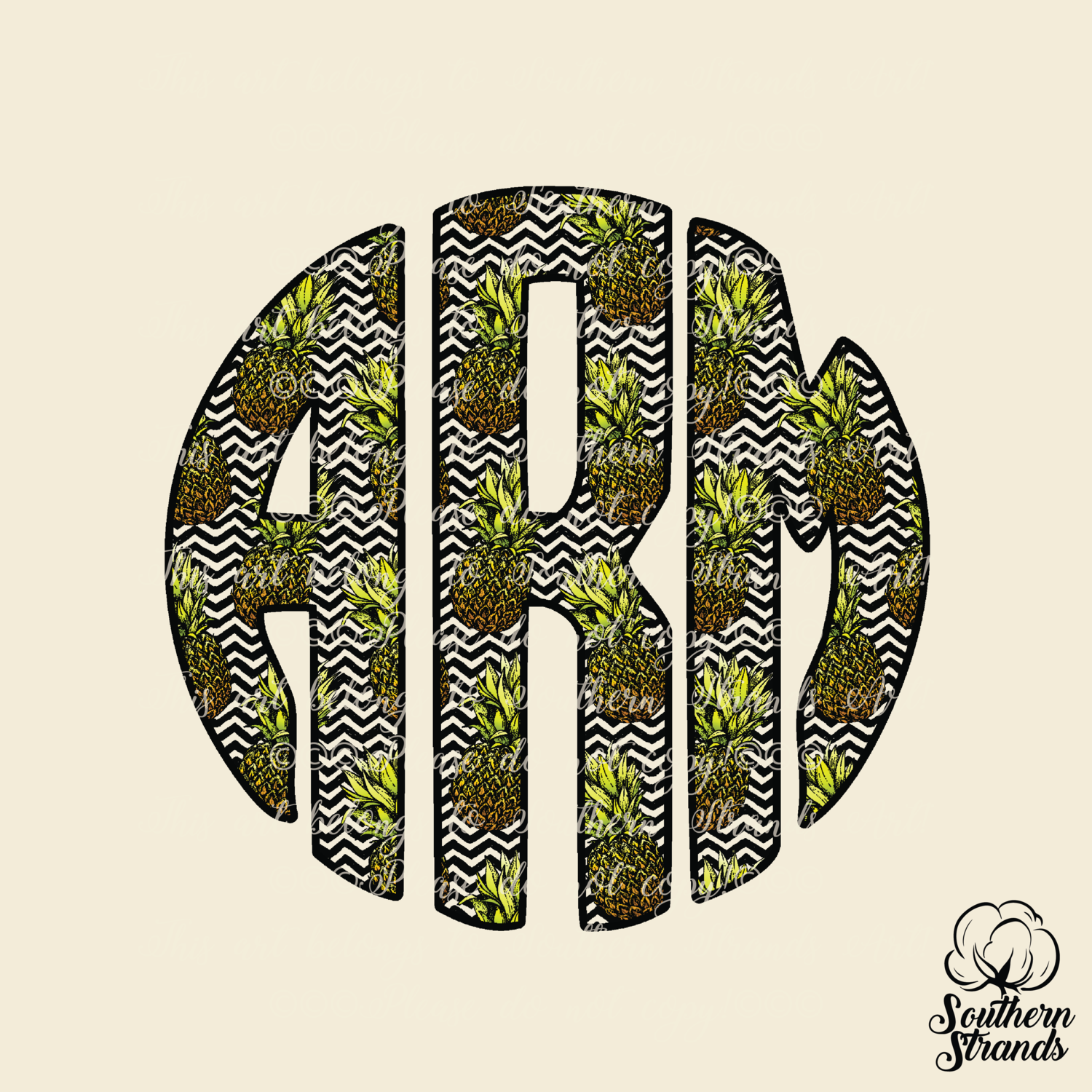 Chevron Pineapple Circle Alpha