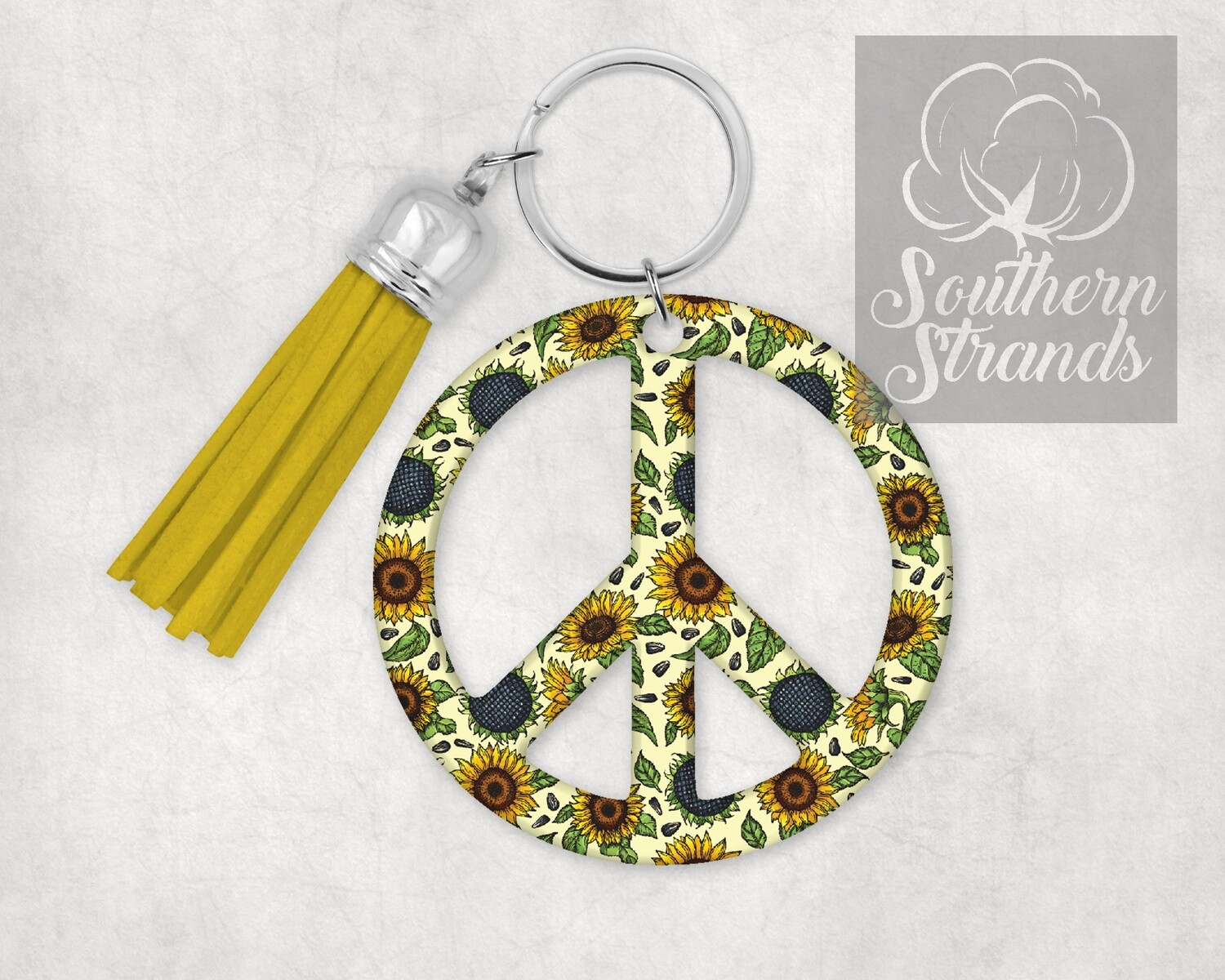Sunflower Peace Sign Key Chain - Custom Fit for blanks from The Blank Spot