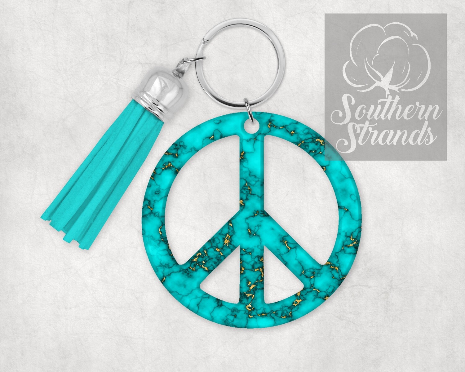 Turquoise Granite Peace Sign Key Chain - Custom Fit for blanks from The Blank Spot