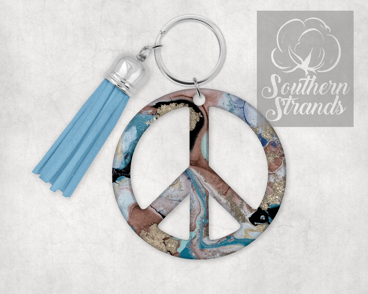 Poured Paint Peace Sign Key Chain - Custom Fit for blanks from The Blank Spot