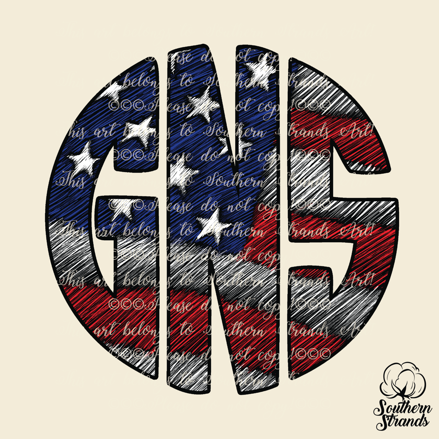 Circle Scratch American Flag Alpha