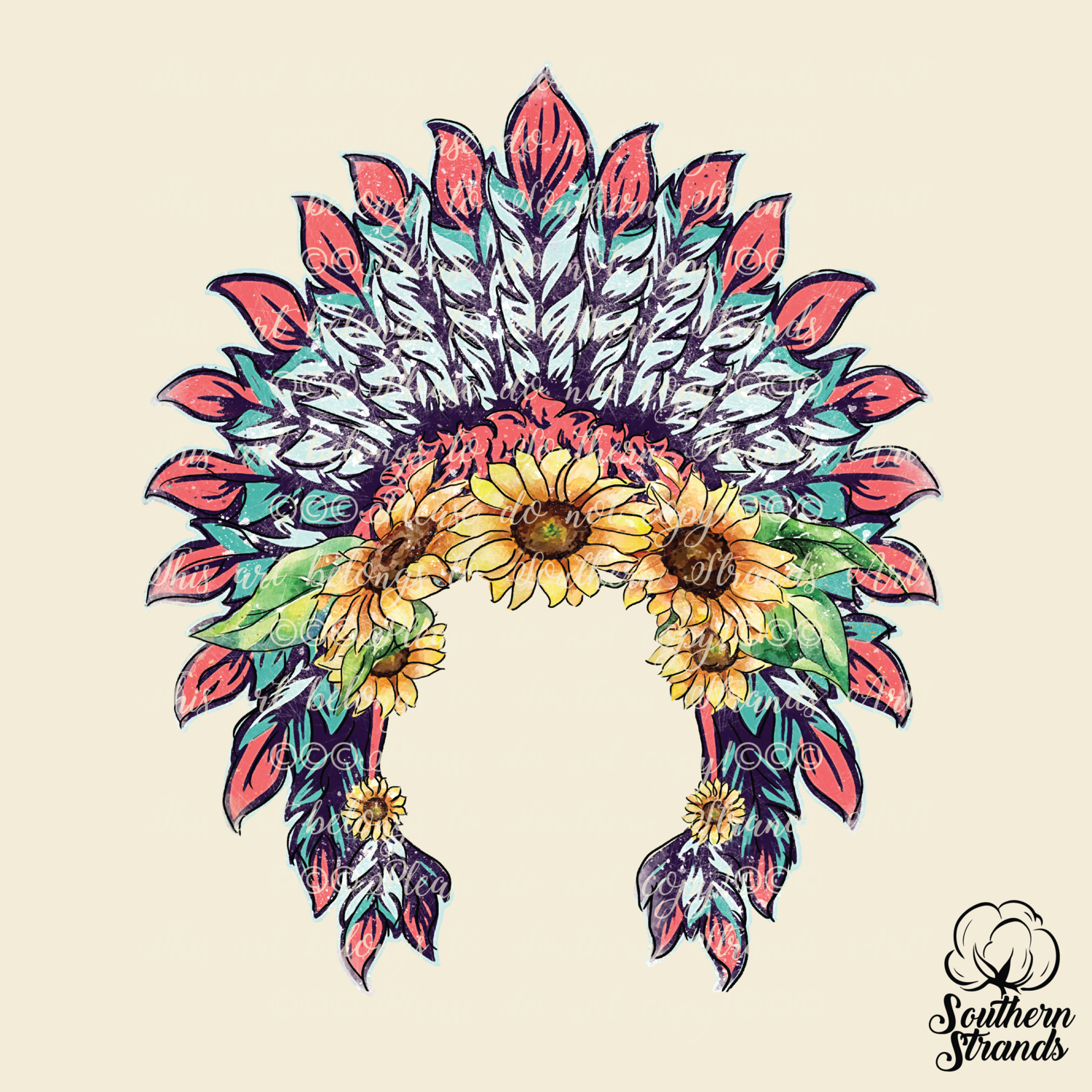 Indian HeadDress with Sunflowers | DIGITAL DESIGN