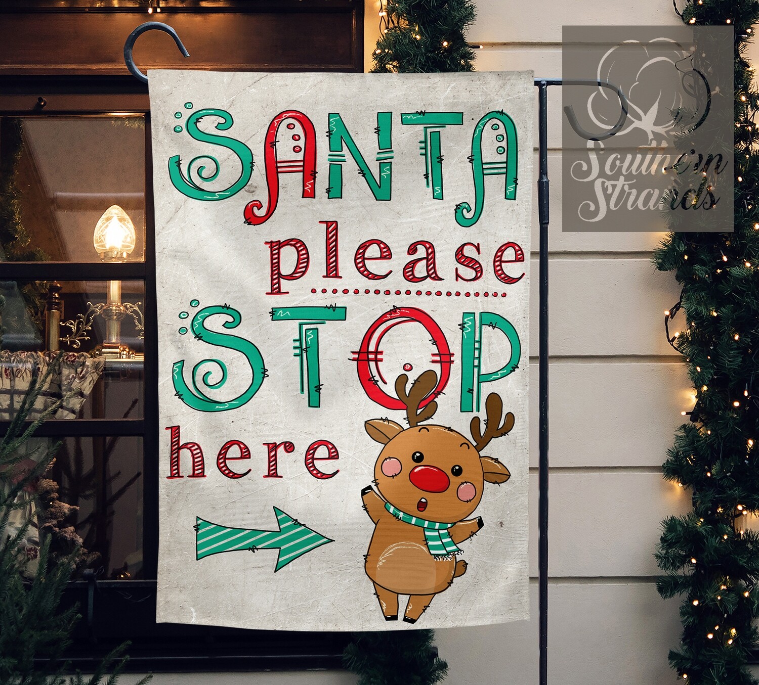 Santa Please Stop Here Garden Flag - 12x18