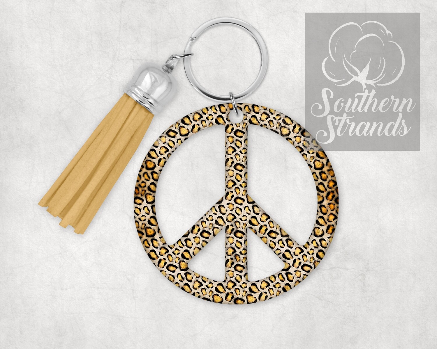 Peace Sign Leopard Keychain