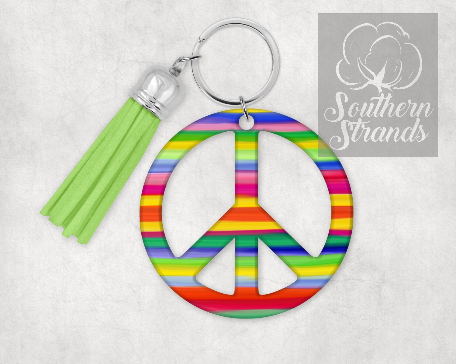Peace Sign Stripes Keychain