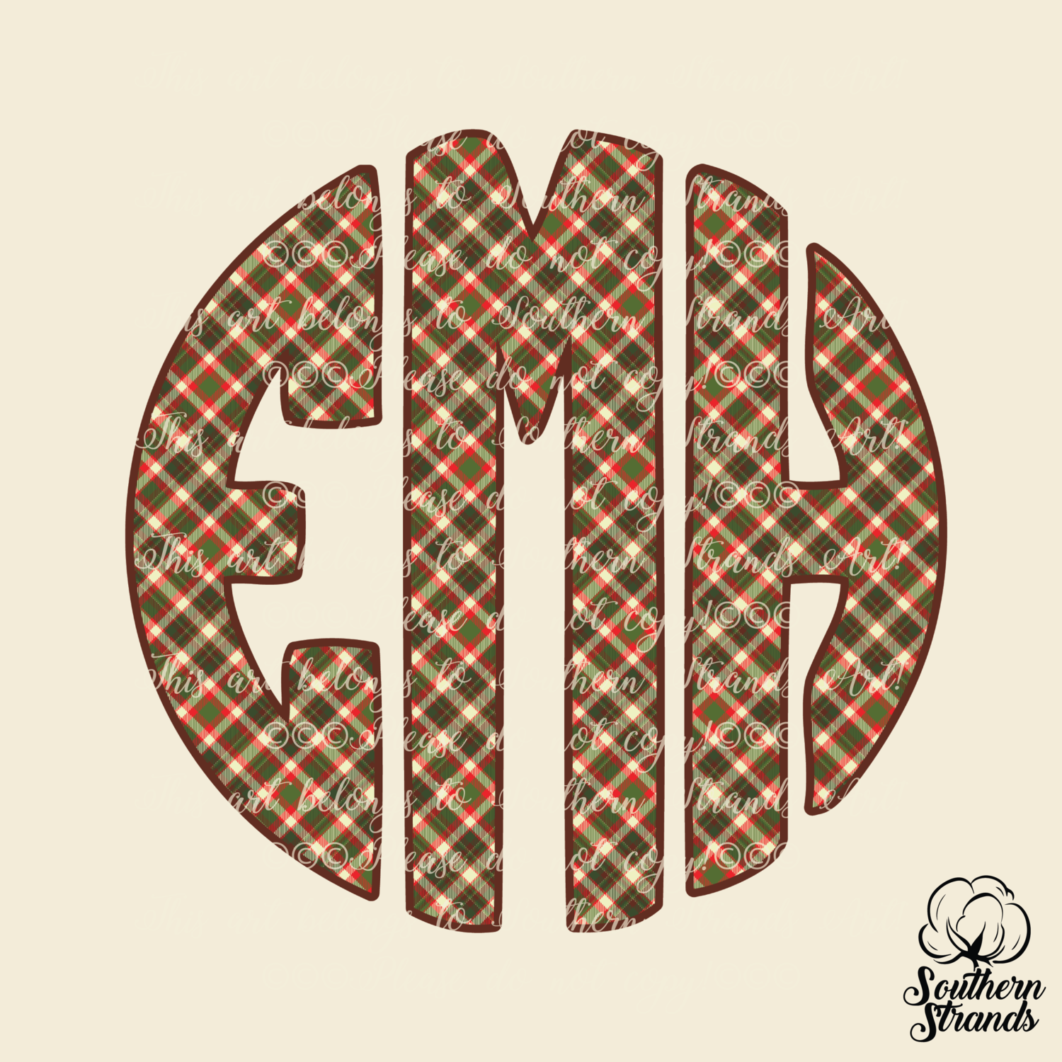 Plaid Christmas Circle Alpha