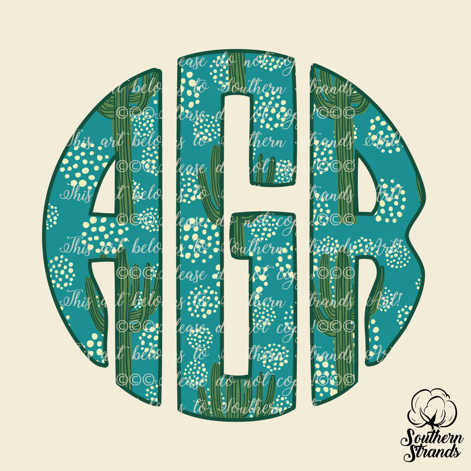 Teal Cactus Circle Alpha