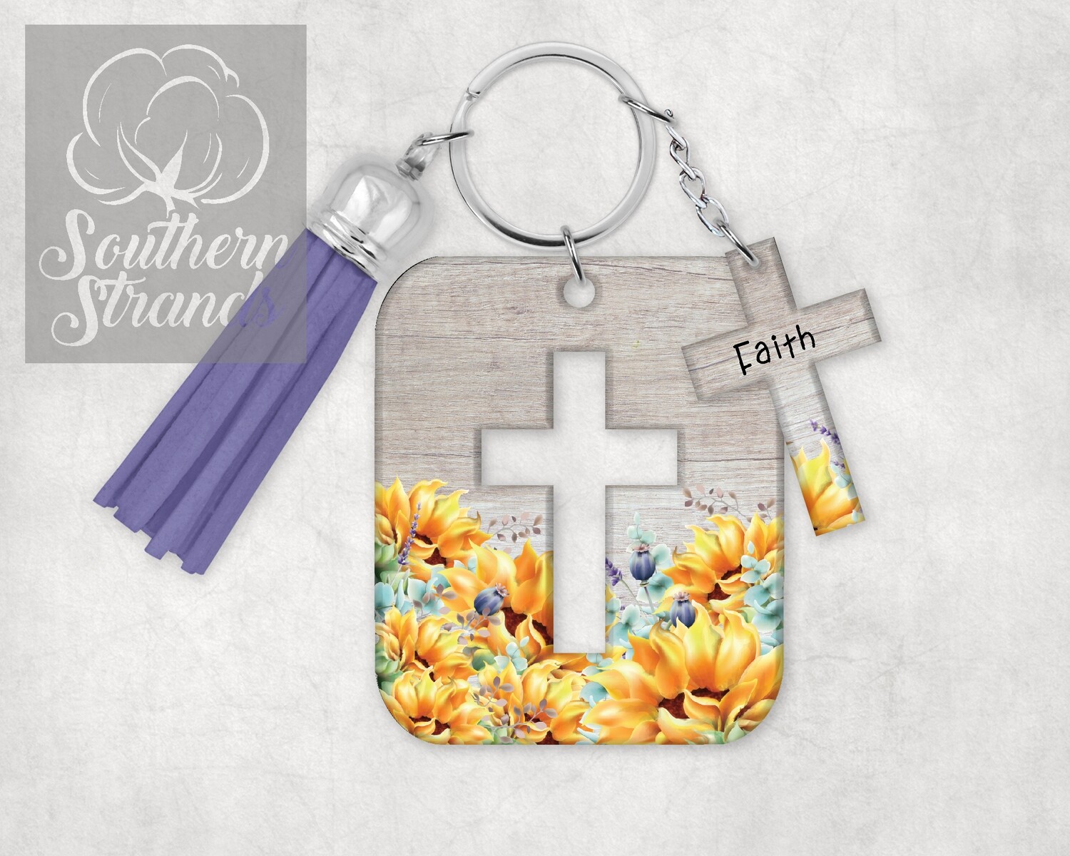 Cross In A Cross Sunflowers - Faith - Key Chain