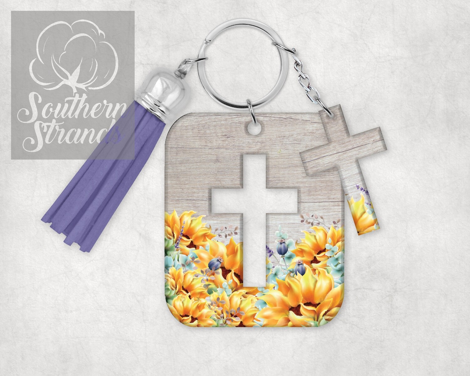 Cross In A Cross Sunflowers - 3 Words and Blank - Key Chain