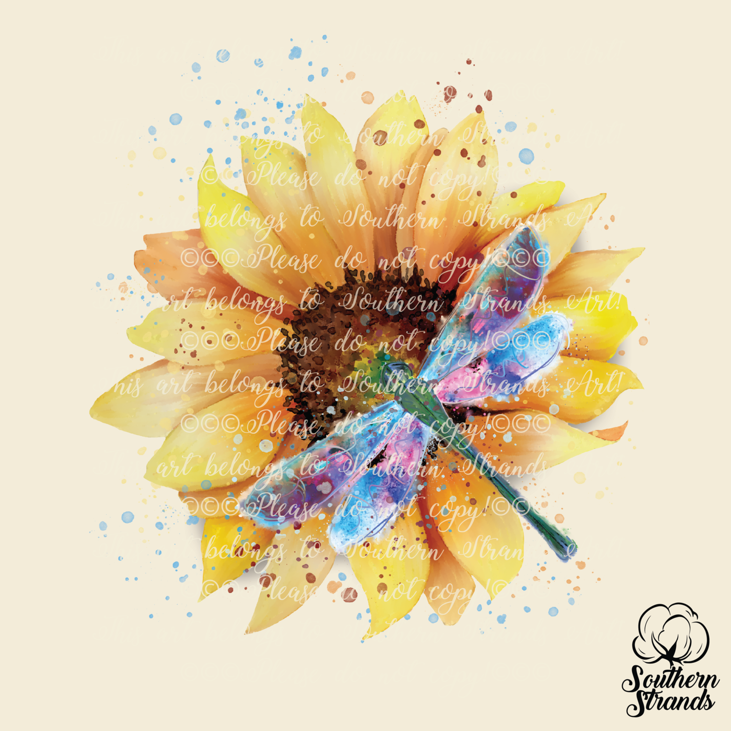 Let It Be - No Words - Sunflower Dragonfly | DIGITAL DESIGN