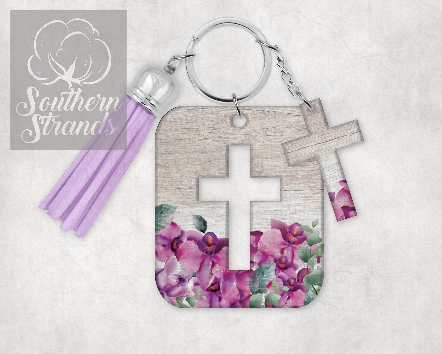 Cross In A Cross Orchids - Key Chain