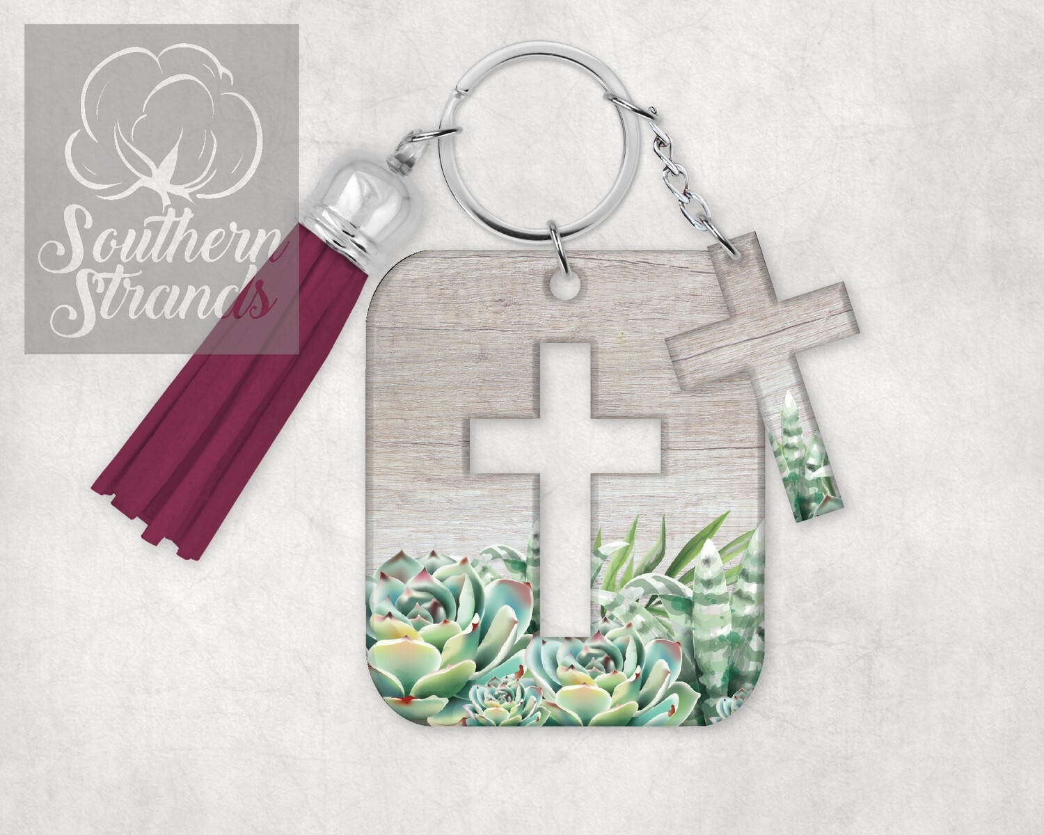 Cross In A Cross Succulents - Key Chain