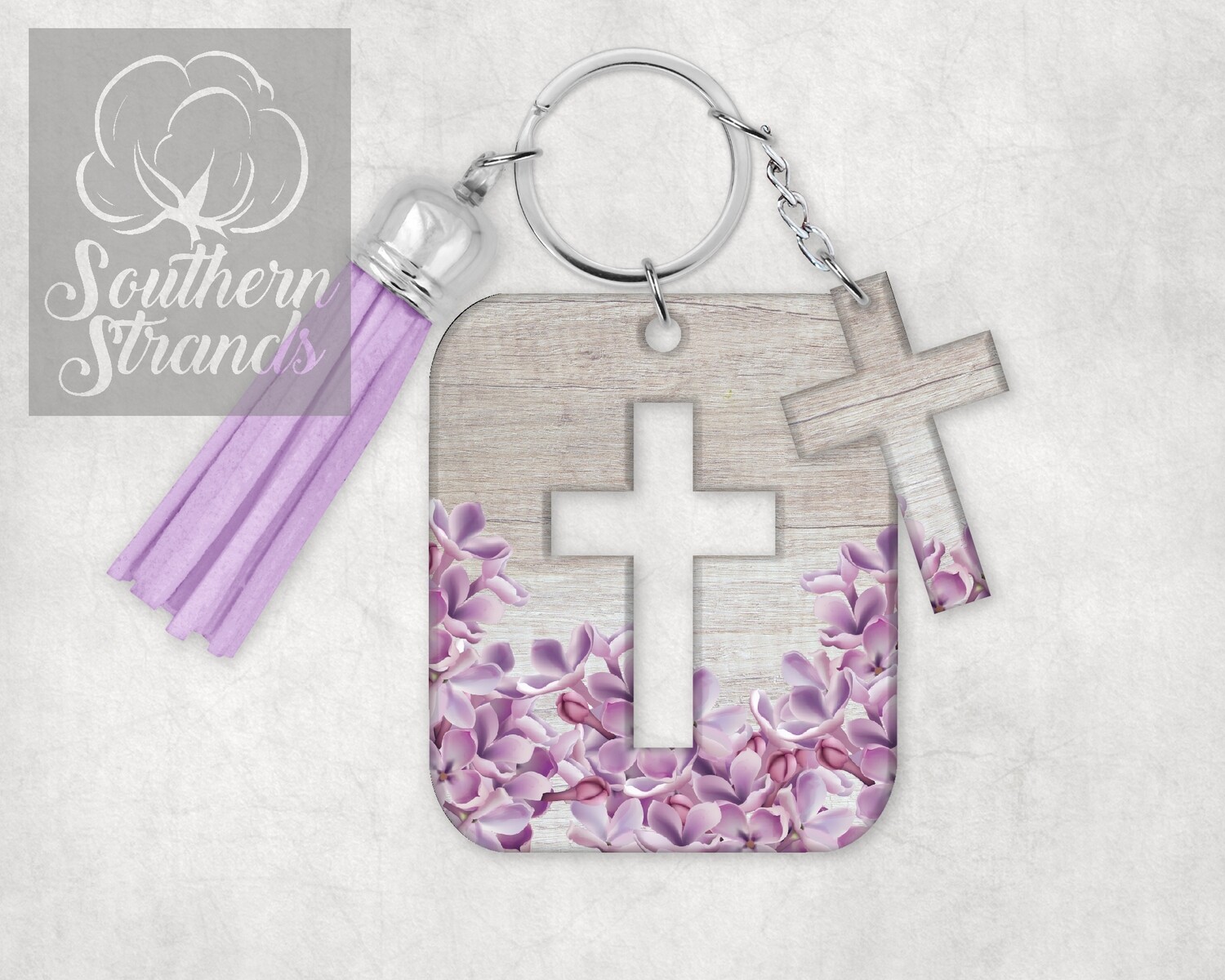 Cross In A Cross Lilacs - Key Chain