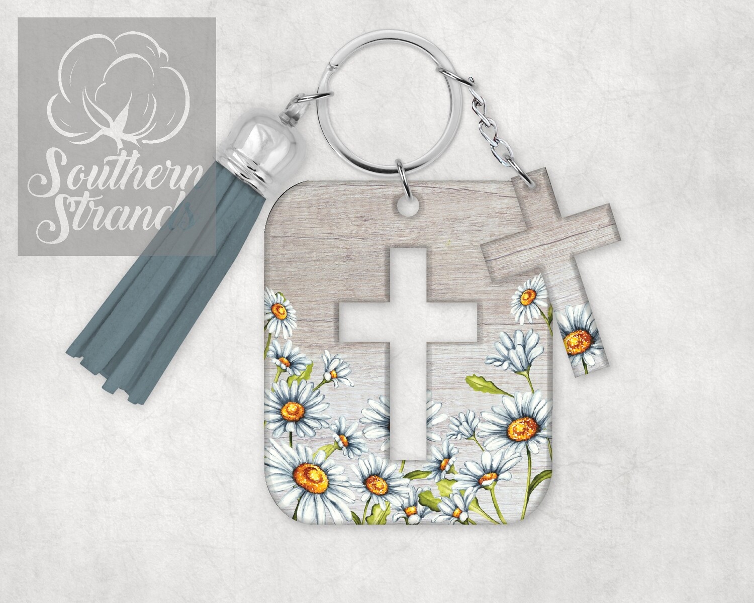 Cross In A Cross Daisies - Key Chain