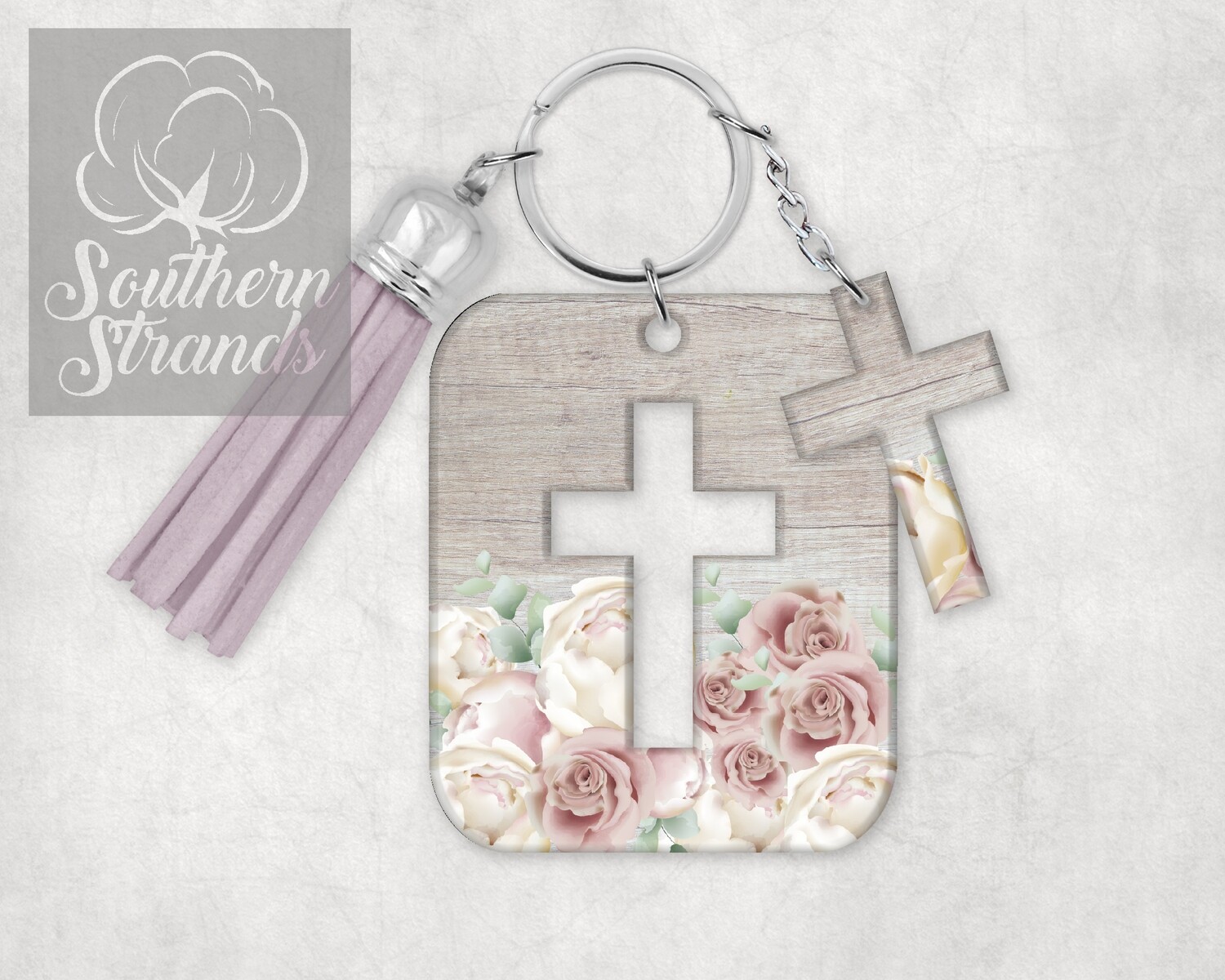 Cross In A Cross Roses - Key Chain