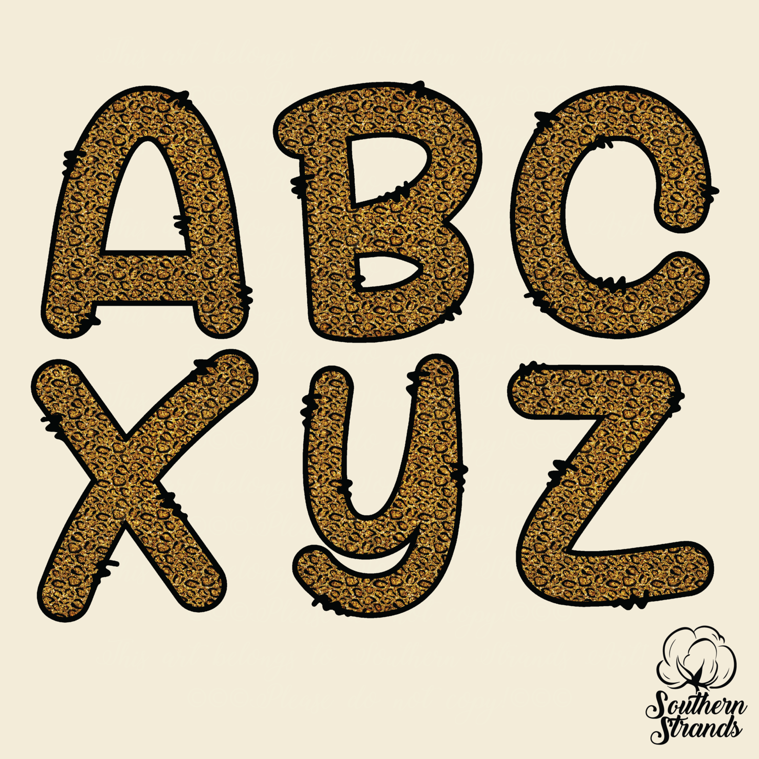 Gold Leopard Glitter Doodle Alpha