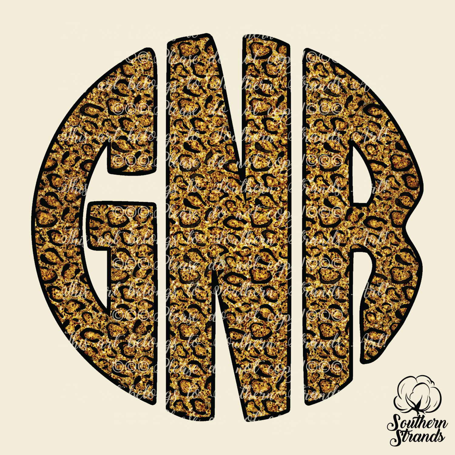 Gold Glitter Leopard Circle Alpha