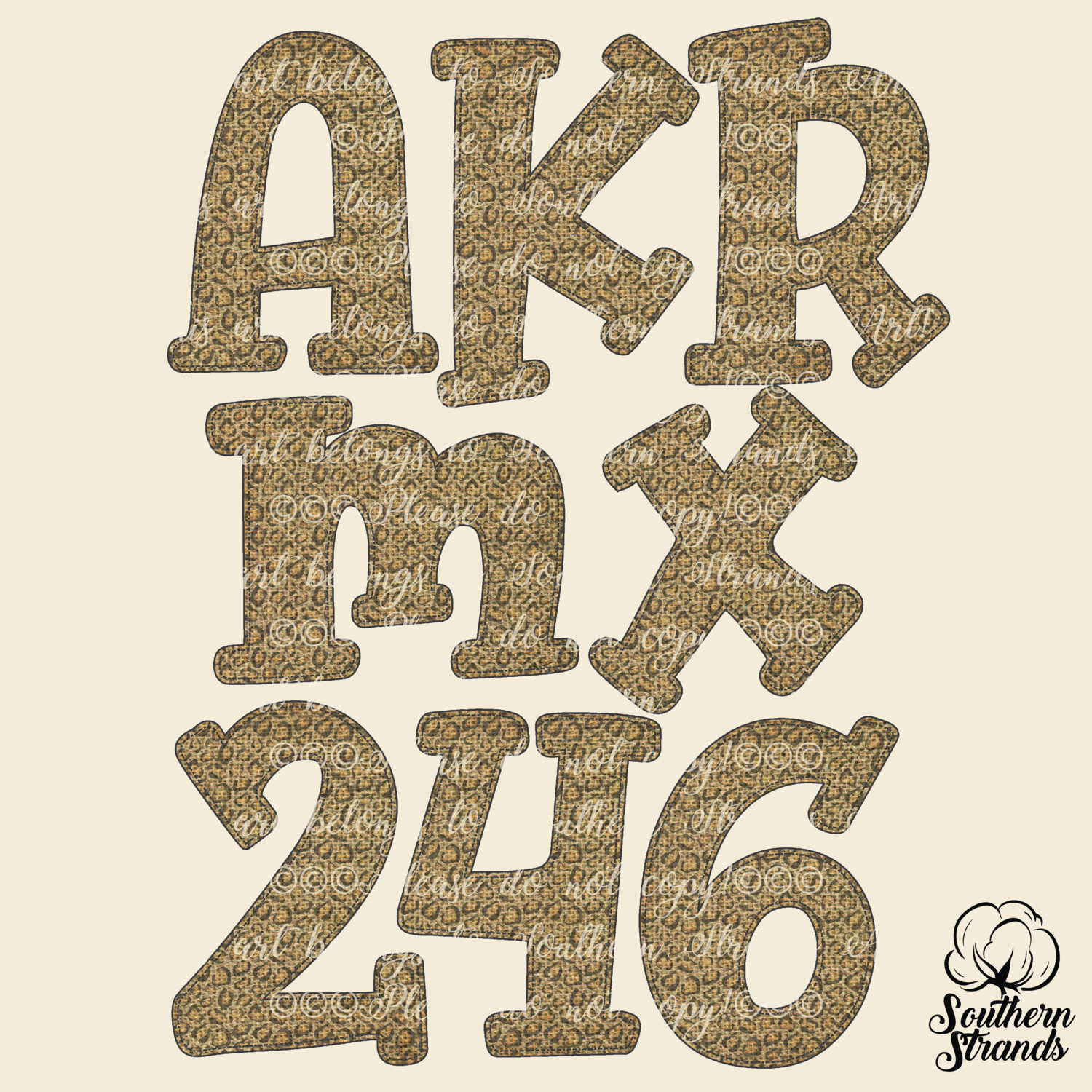 Leopard Burlap Alpha and Numbers | DIGITAL DOWNLOAD