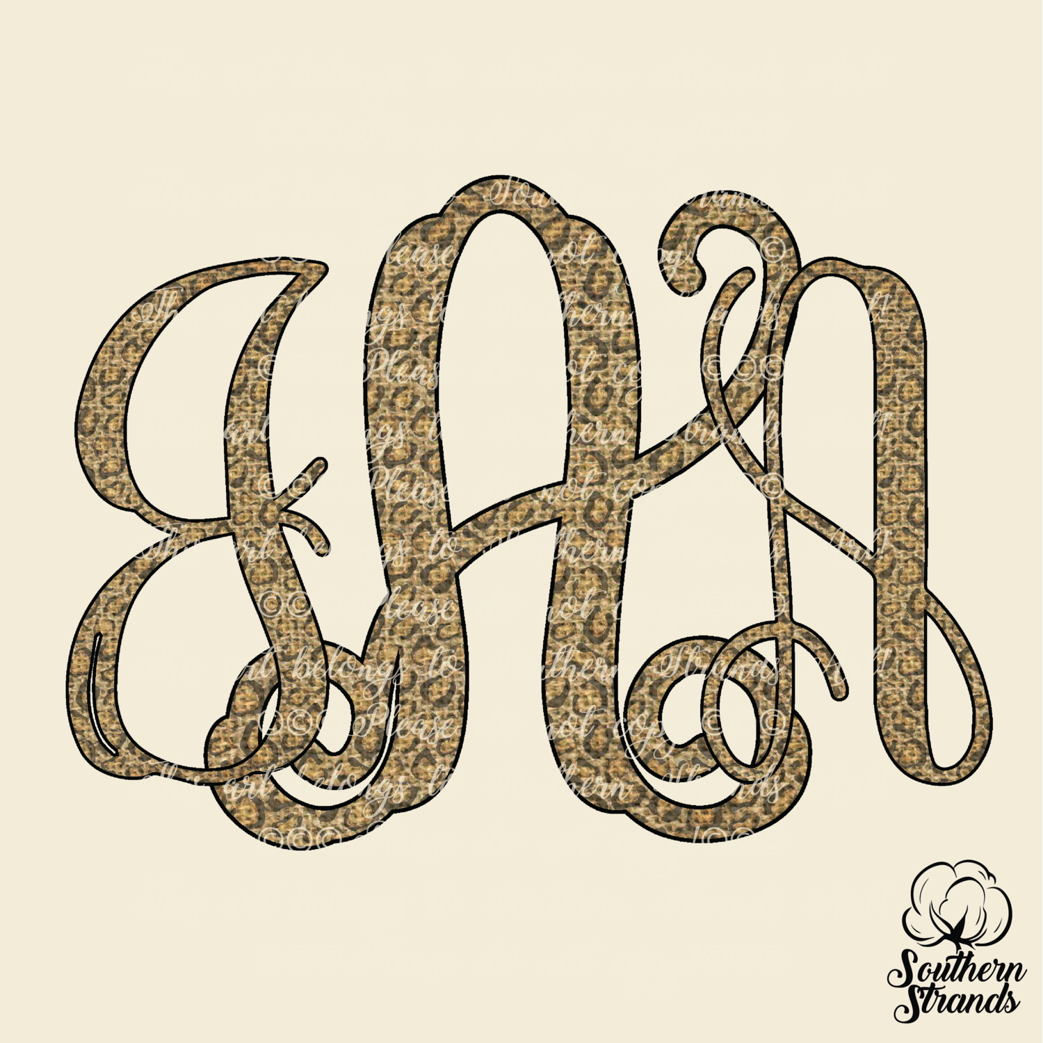 Leopard Burlap Vine Monogram
