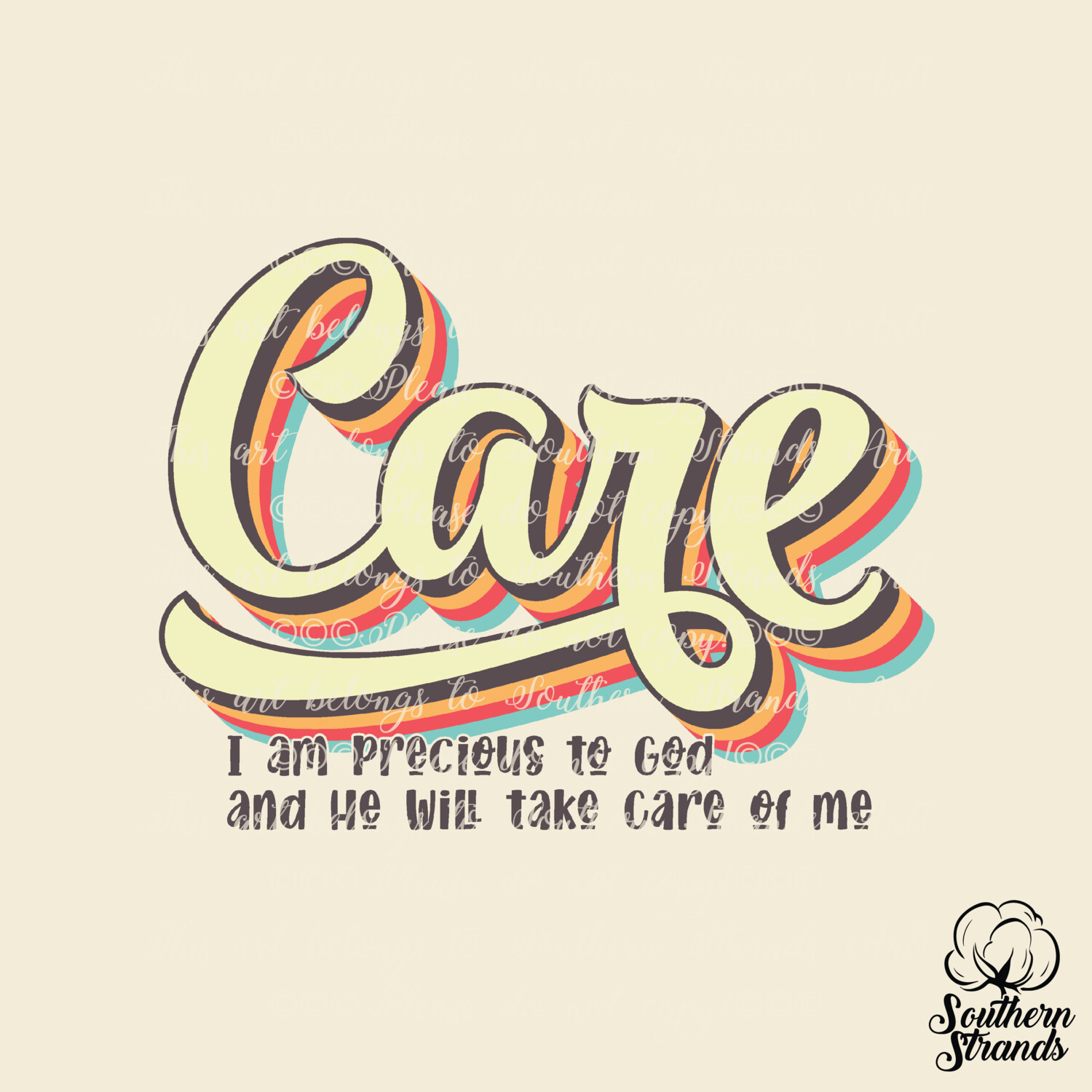 Retro Words Of Faith - Care | DIGITAL DOWNLOAD