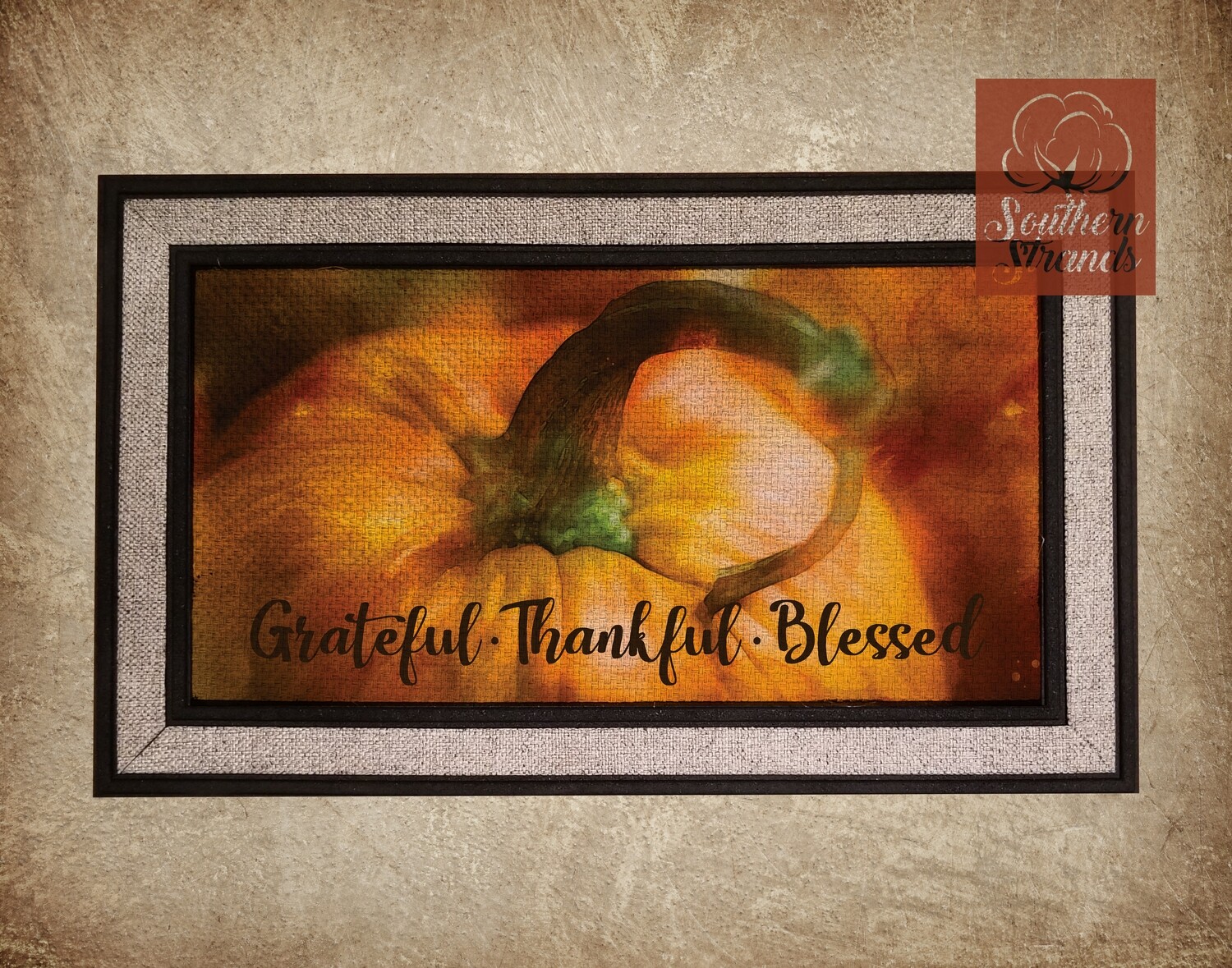 Watercolor Pumpkin Grateful - 12x24 Door Mat Design