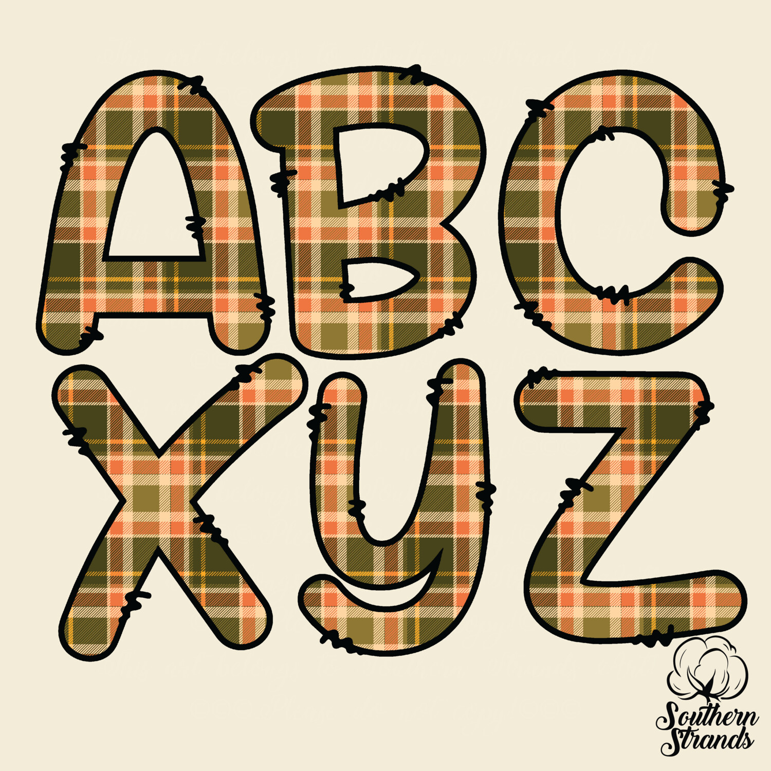 Fall Plaid Doodle Alpha - Green