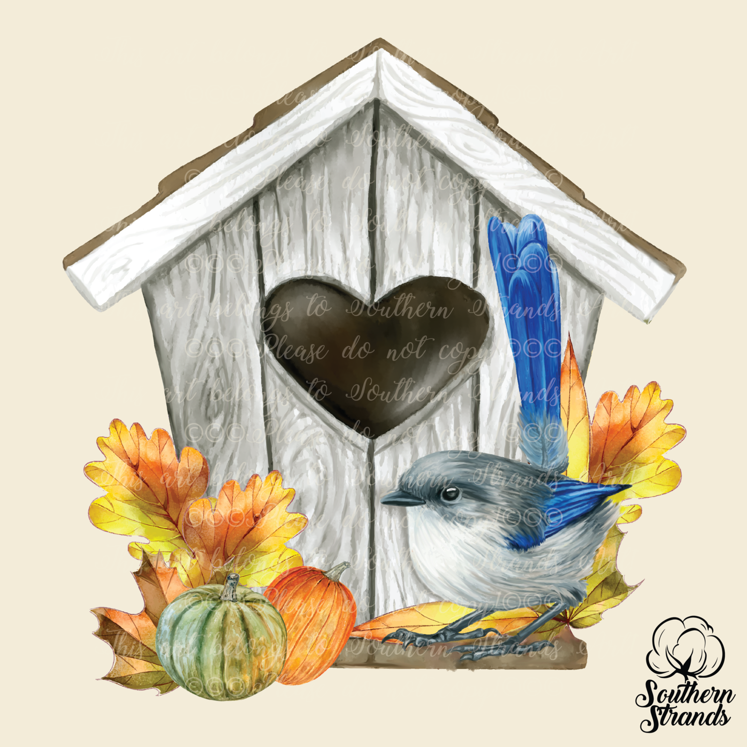 Watercolor Fall Birdhouse | DIGITAL DESIGN