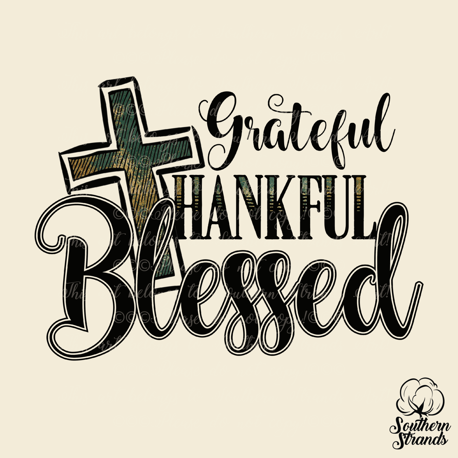 Grateful Thankful Blessed with Cross | DIGITAL DESIGN