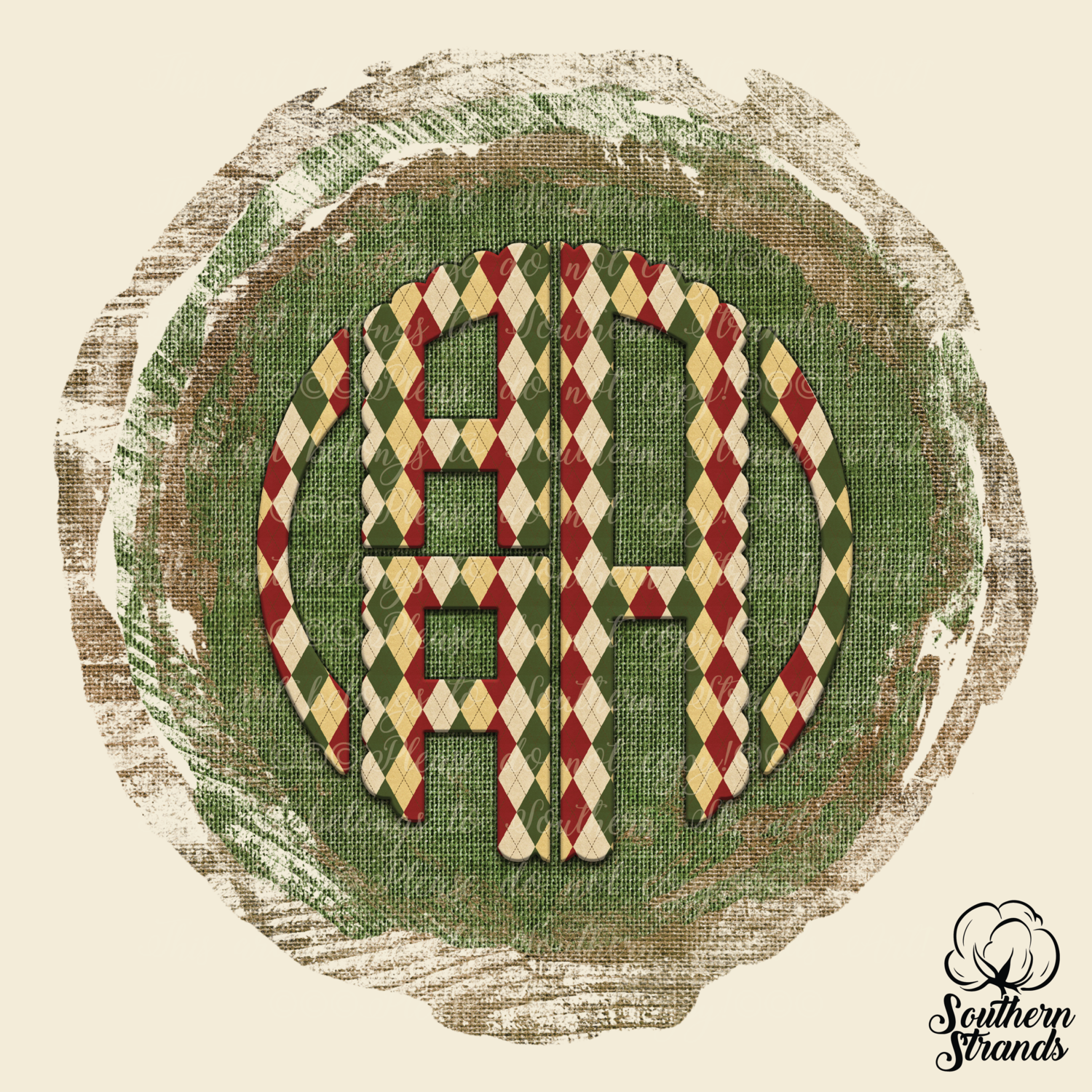 Vintage Christmas Diamonds Circle Scalloped Alpha Set | DIGITAL DESIGN
