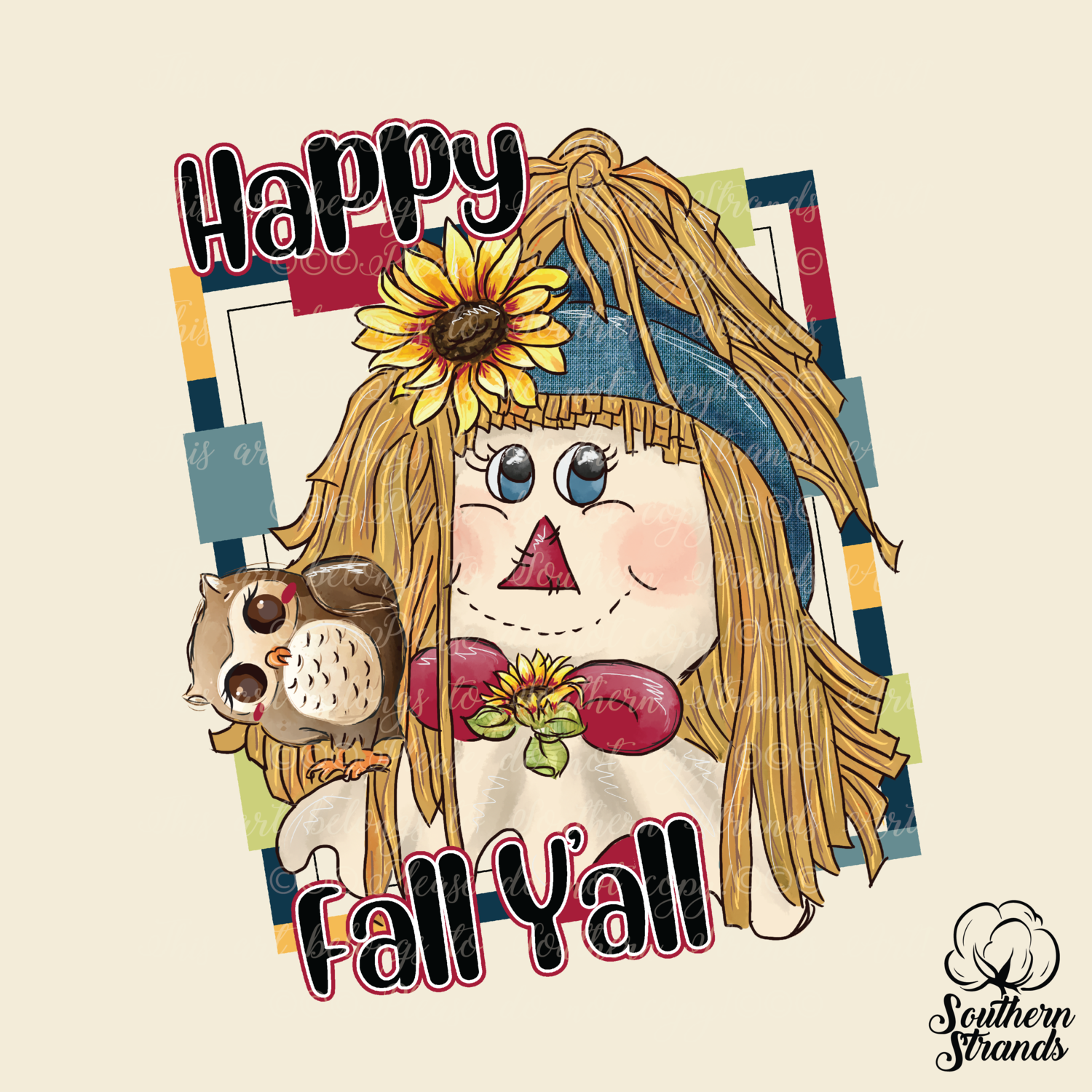 Scarecrow and Sunflowers - Happy Fall Yall | DIGITAL DESIGN