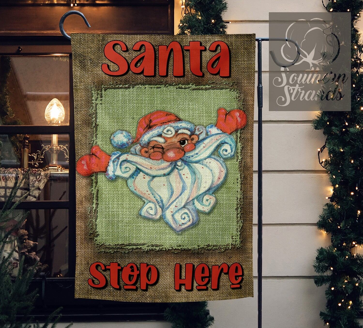 Santa Stop Here - Fabric Garden Flag | DIGITAL DESIGN