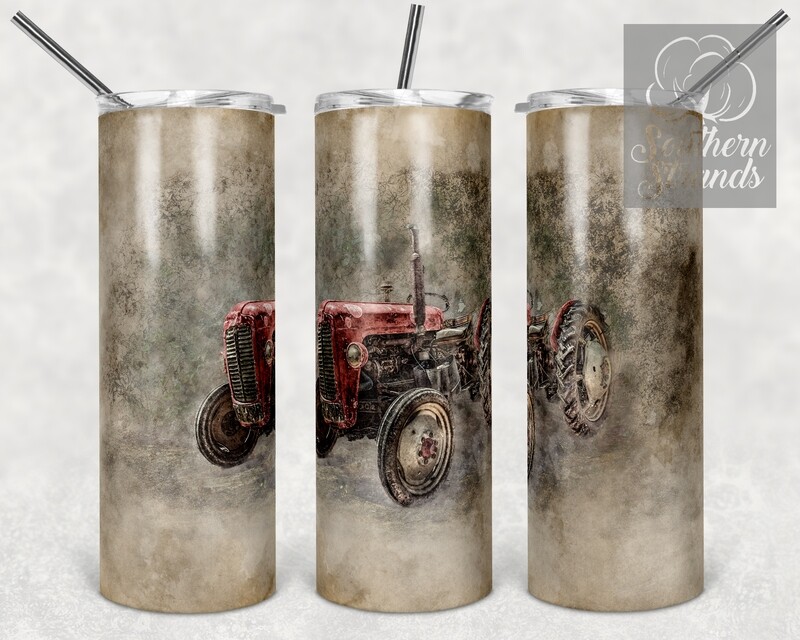 Vintage Farm Red Tractor - Tumbler Art | DIGITAL DOWNLOAD