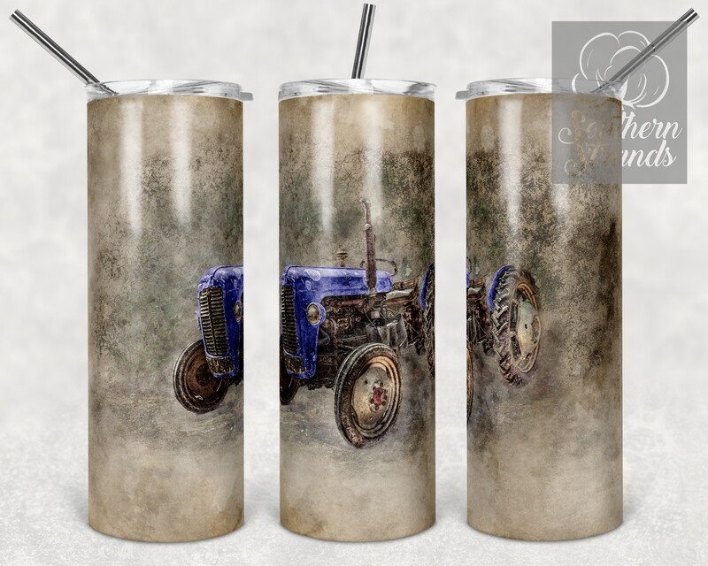 Vintage Farm Blue Tractor - Tumbler Art | DIGITAL DOWNLOAD