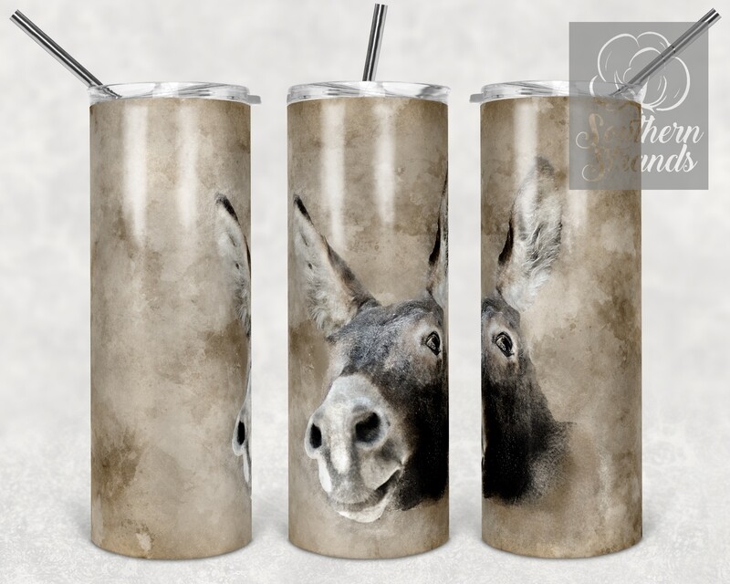Vintage Farm Donkey Close Up - Tumbler Art | DIGITAL DOWNLOAD