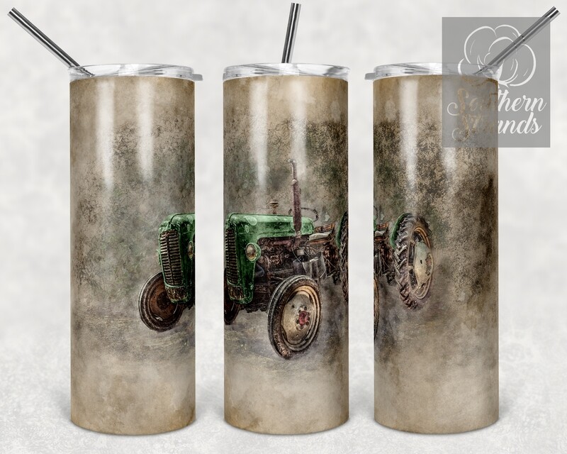 Vintage Farm Green Tractor - Tumbler Art | DIGITAL DOWNLOAD