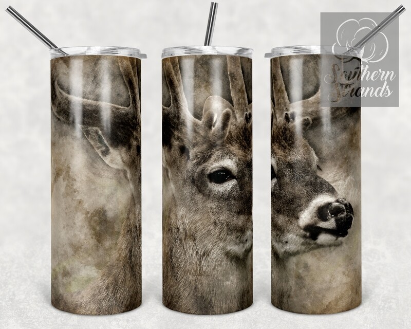 Vintage Wildlife Whitetail Deer Head - Tumbler Art | DIGITAL DOWNLOAD