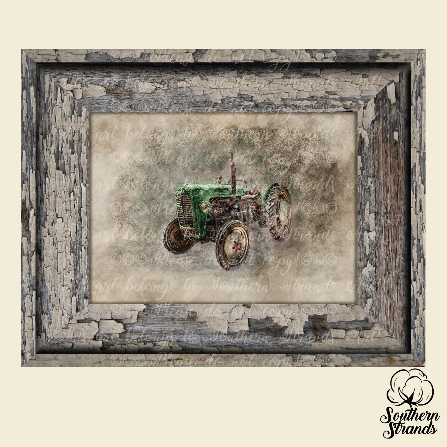 Vintage Farm Green Tractor Framed | DIGITAL DESIGN