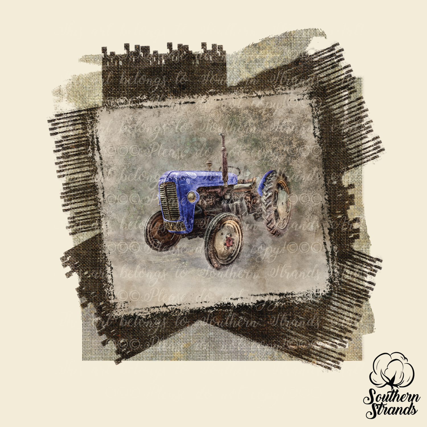 Vintage Farm Blue Tractor | DIGITAL DESIGN