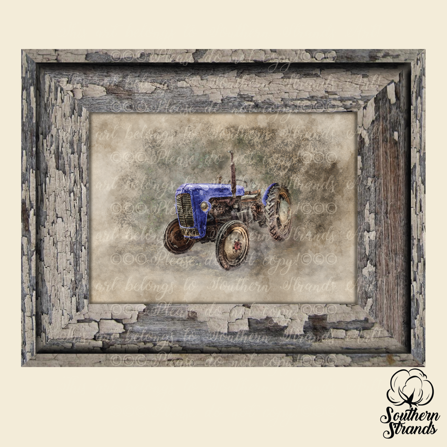 Vintage Farm Blue Tractor Framed | DIGITAL DESIGN