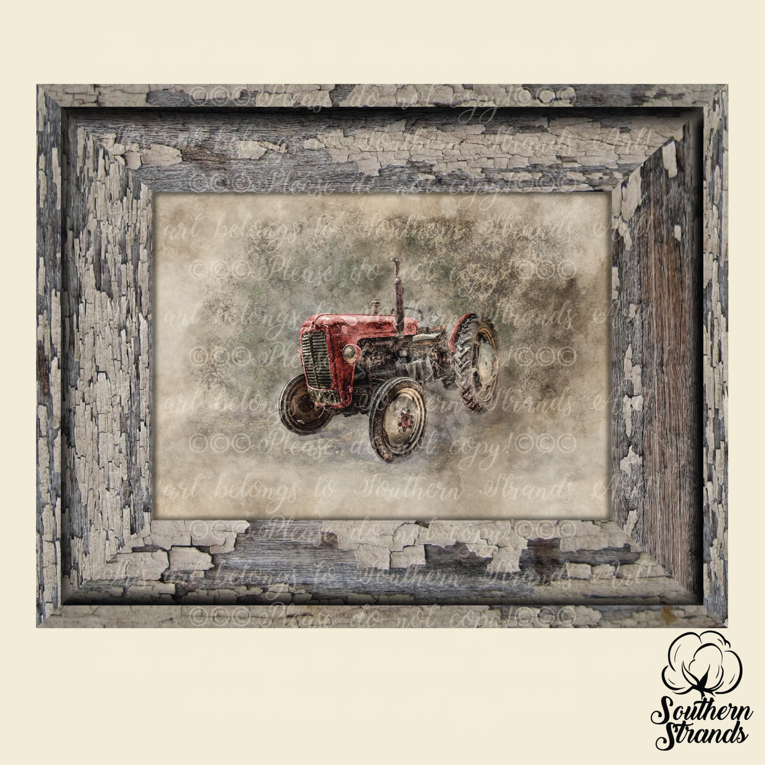 Vintage Farm Red Tractor Framed | DIGITAL DESIGN