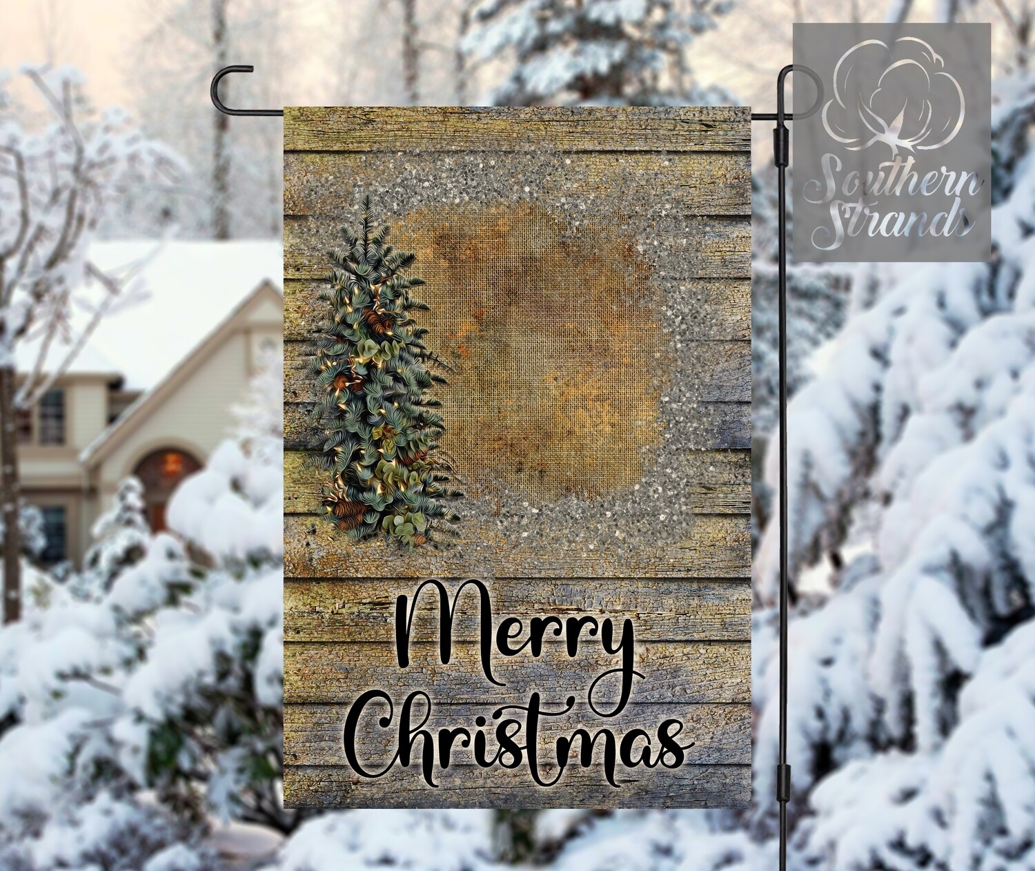 Christmas Tree Splash SILVER Garden Flag - Add Your Own Words - 12x18 | DIGITAL DESIGN