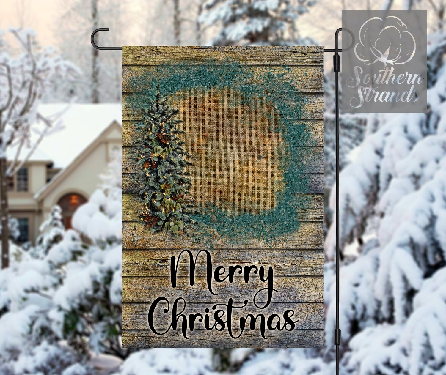 Christmas Tree Splash BLUE Garden Flag - Add Your Own Words - 12x18 | DIGITAL DESIGN